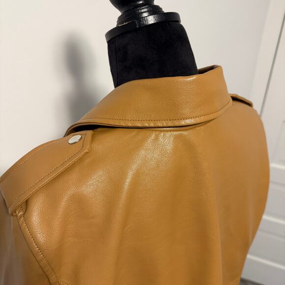 NWT Lane Bryant Brown Sugar Asymetrical Zip Faux Leather Moto Jacket 14/16 - Picture 10 of 14